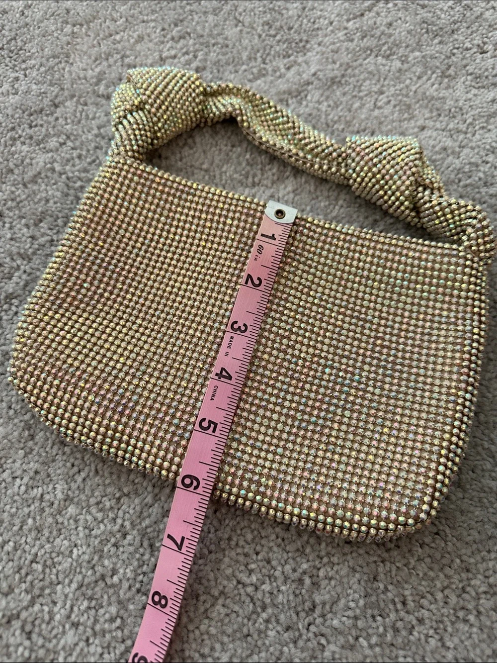 Gold Crystal Mesh Evening Shoulder Bag